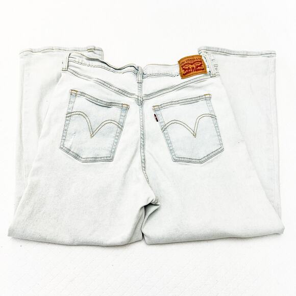 Levi's Ribcage Straight Ankle Light Wash Button Fly Ripped Denim Jeans Size 32 - Picture 4 of 8